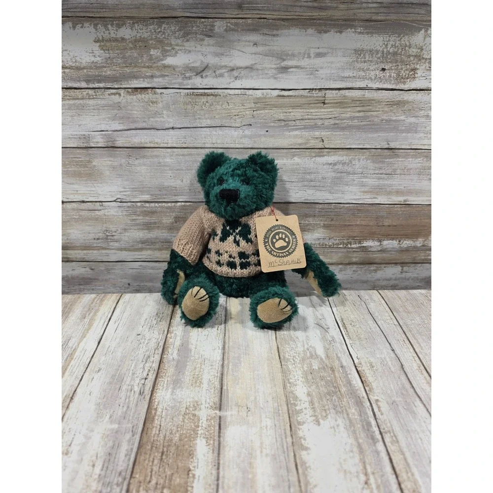 Boyds Bears Artisan Series McShamus‎ Green Plush Teddy Bear in Pine Tree Sweater